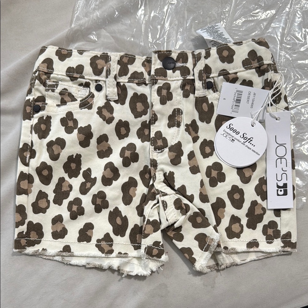 Joe's Jeans Brown and White Jean Shorts Leopard Print